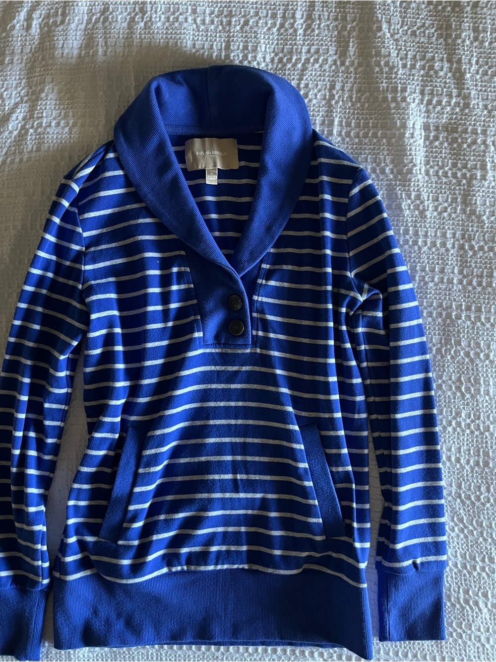 Vintage Banana Republic Sweater Blue Top with Grey Stripes